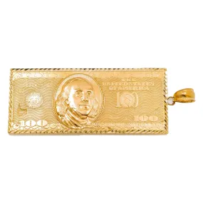 10K GOLD 100 DOLLAR BILL PENDANT 3.5"