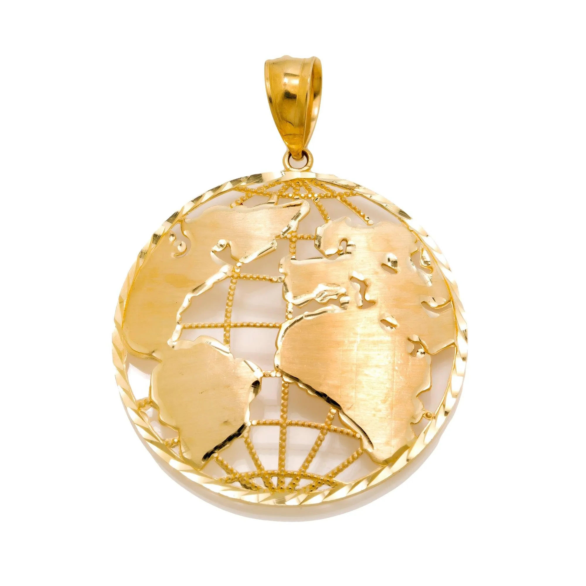 10K GOLD OPEN WORLD PENDANT 2.3"