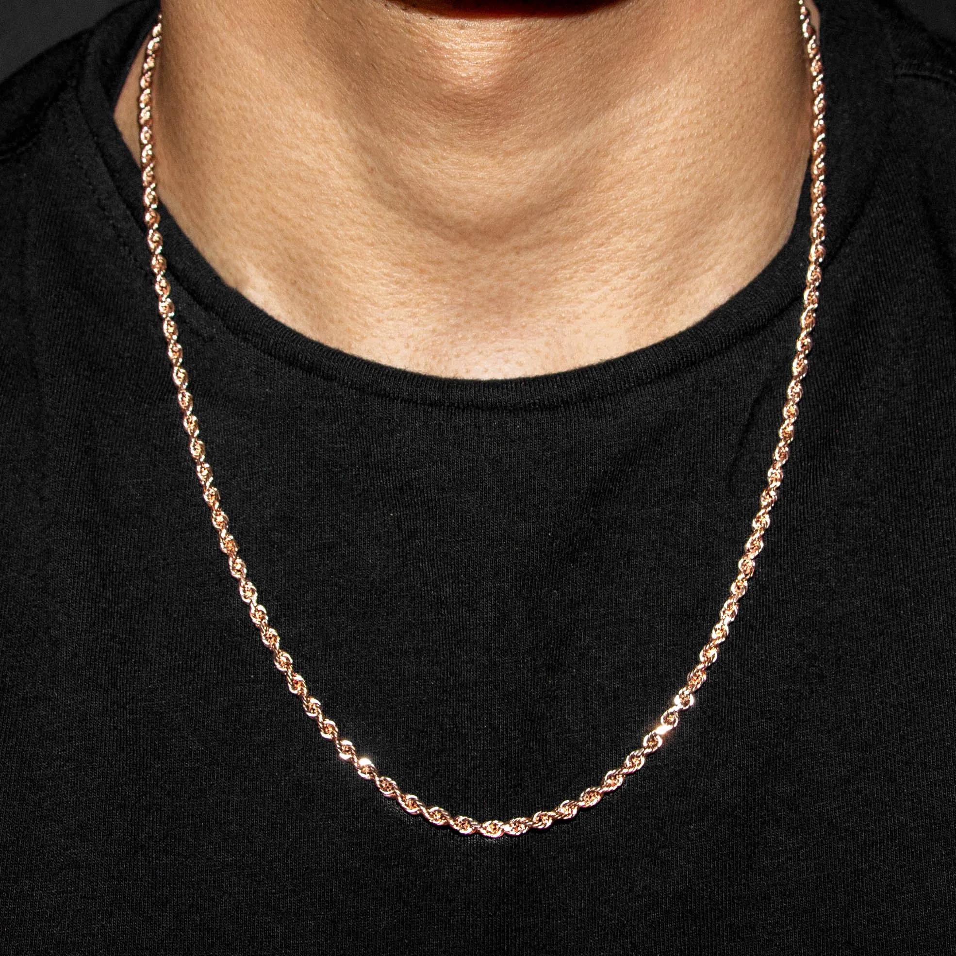 10K Rose Gold Rope Necklace / 3 MM