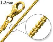 14K Gold Plated Sterling Silver Curb Chain 1.2MM