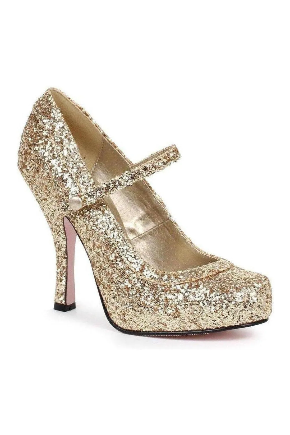 423-CANDY Costume Pump | Gold Glitter