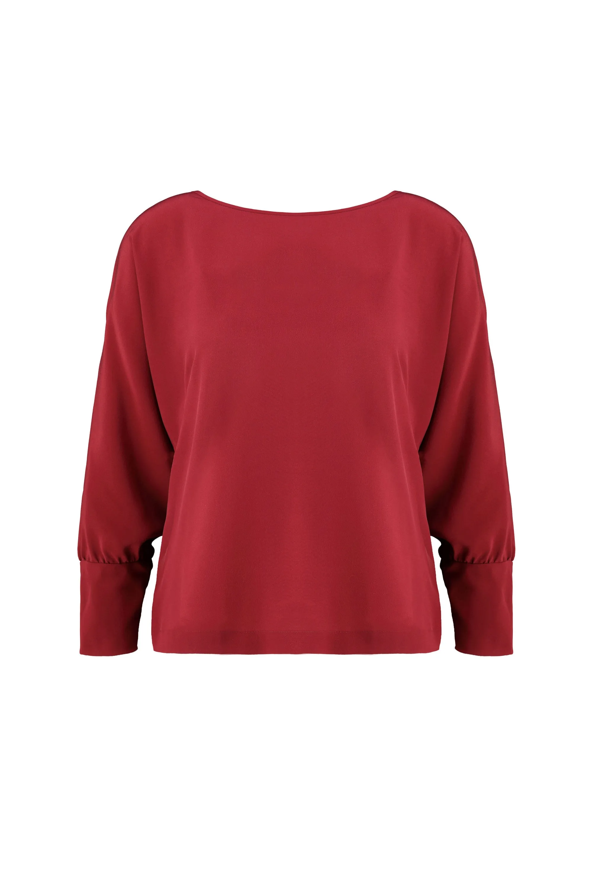 ACTAEA DEEP RED LONG SLEEVED BLOUSE