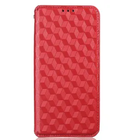 Alcatel 1S (2021) / 3L (2021) Læder Flip Cover m. Pung - Rhombus - Rød