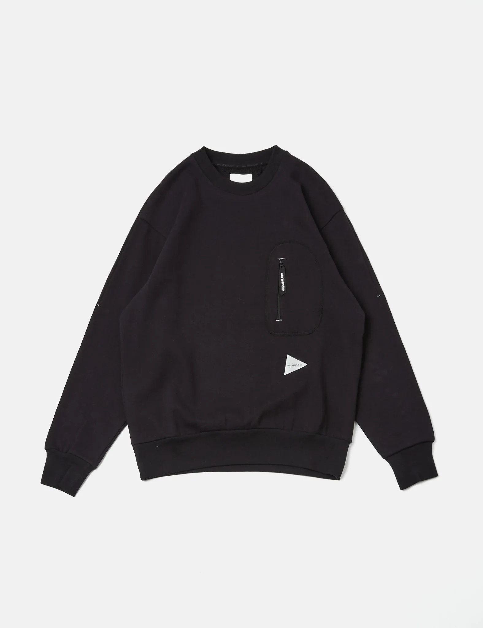 And Wander Cotton Wool Sweatshirt  - Black