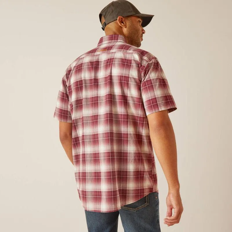 Ariat Men’s Rebar Made Tough Roan Rouge Plaid DuraStretch Button Short Sleeve Work Shirt 10048892