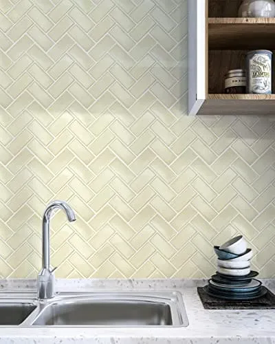 Art3d Herringbone Peel and Stick Backsplash Tiles (10 Tiles, Thicker Version)