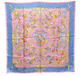 Auth HERMES Carre 90 Scarf "PIERRES d'ORIENT et d'OCCIDENT " Silk Pink Box 4345D