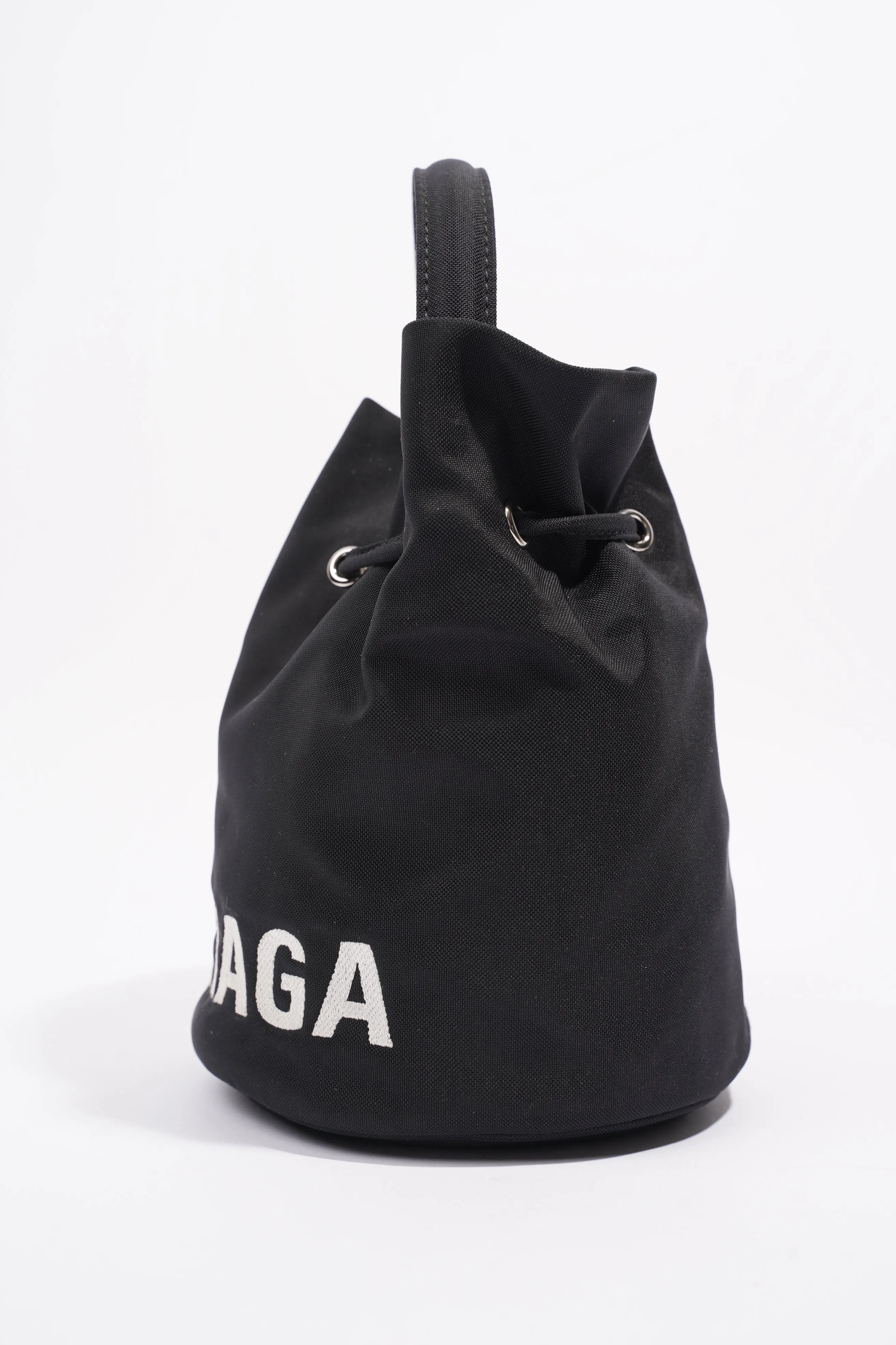 Balenciaga Wheel Bucket Bag Black / White Nylon