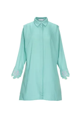 Buttonscarves X Jovian Paradiso Paloma Long Shirt In Light Turquoise