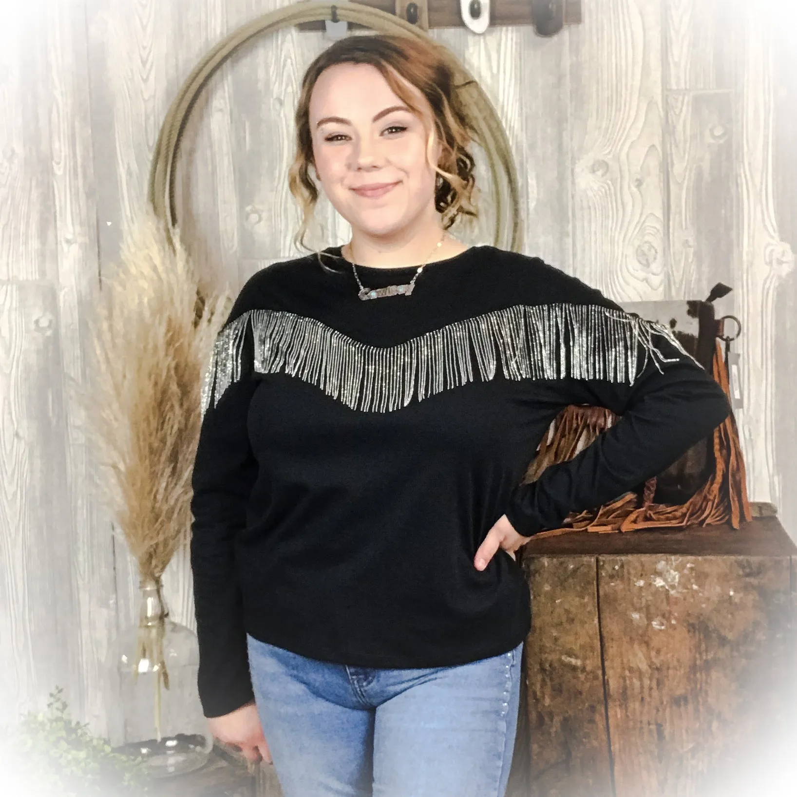 Chain Fringe Long Sleeve Shirt