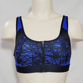 Champion N9643 Power Shape Max Zip Front Wire Free Sports Bra XS X-SMALL Black Blue