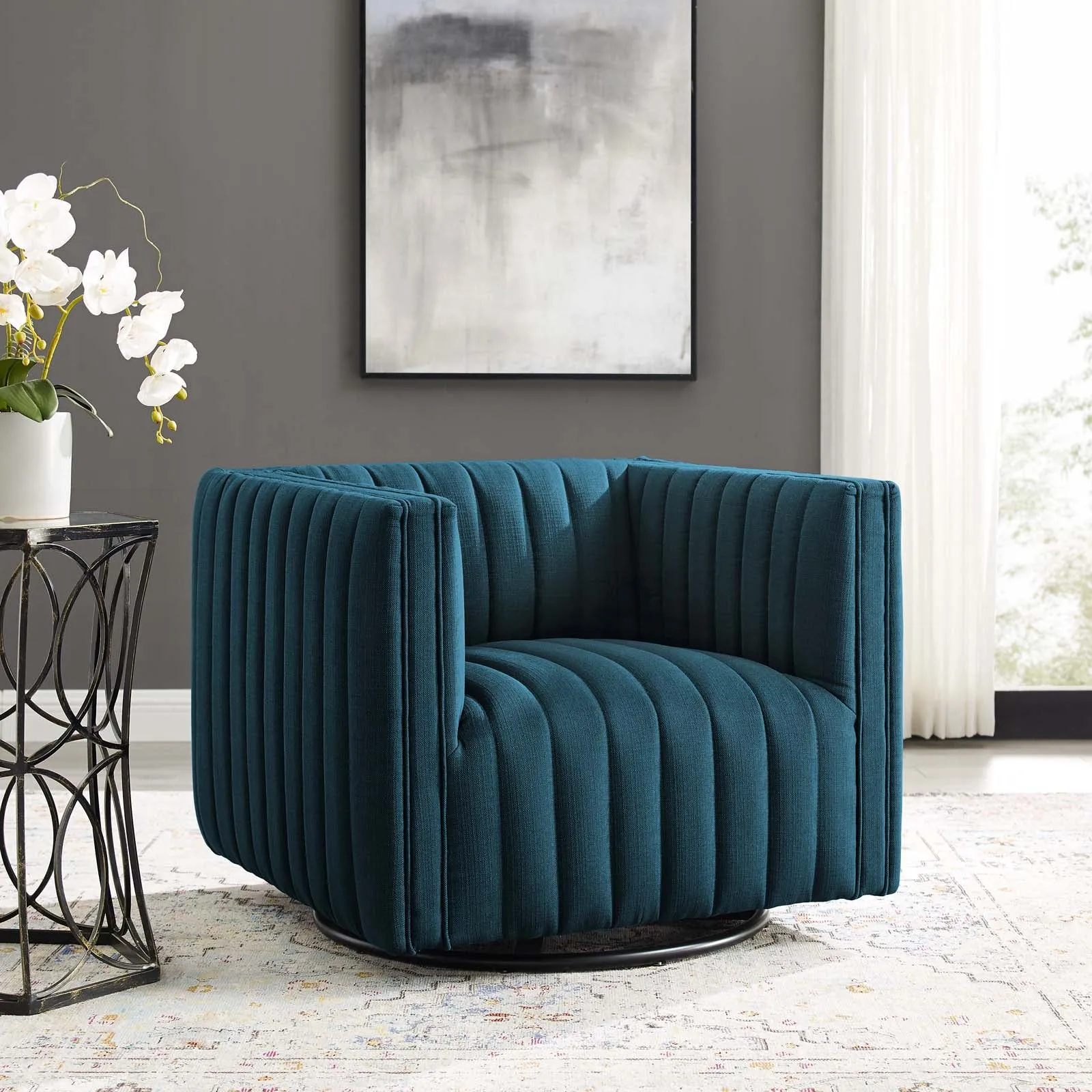 Conjure Tufted Swivel Upholstered Armchair