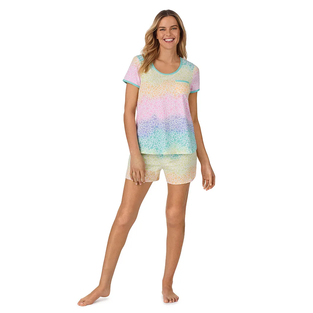 Cotton-Blend Short Sleeve Top with Short Pajama Set