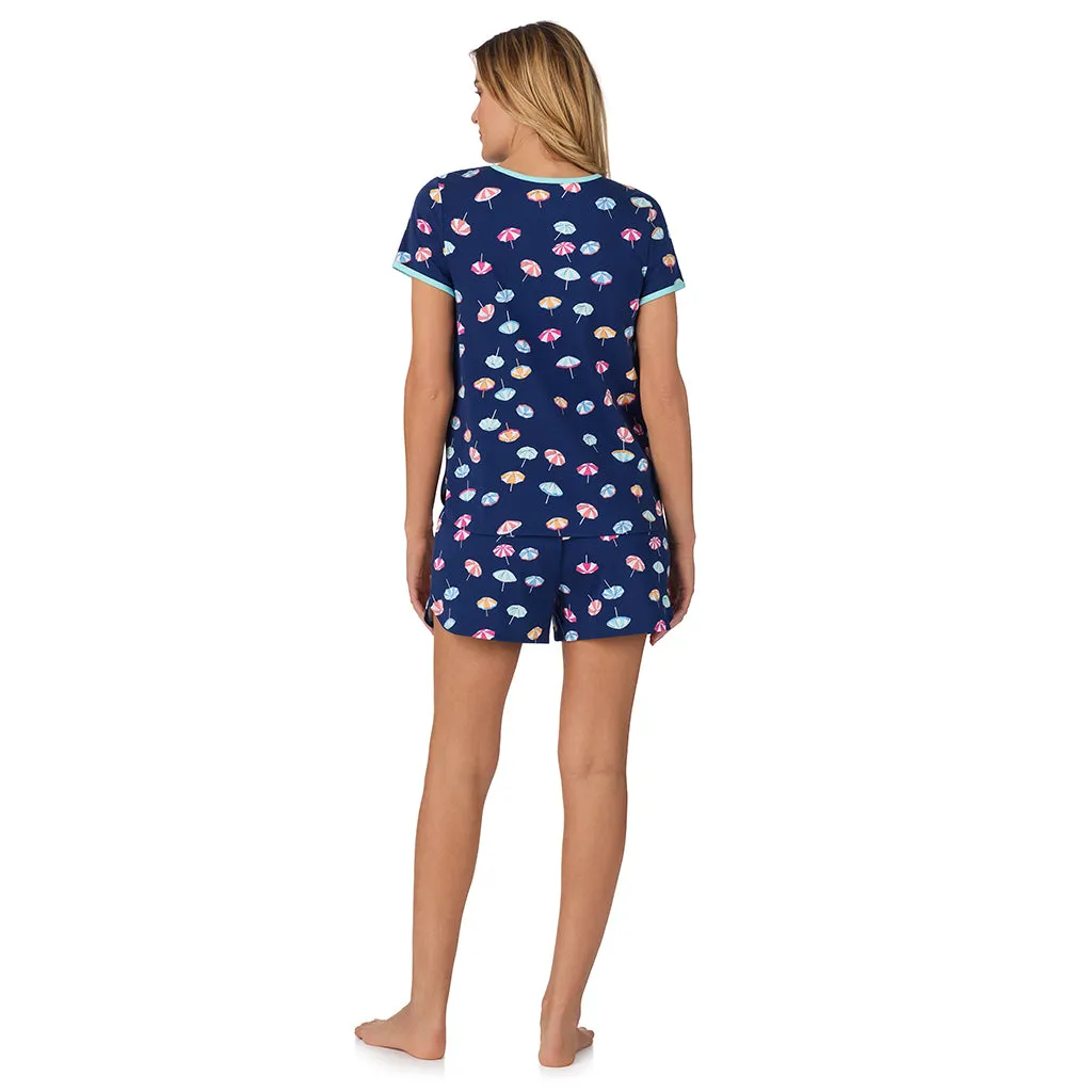 Cotton-Blend Short Sleeve Top with Short Pajama Set