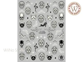 Glow in the Dark Sugar Skull Adhesive Nail Art Sticker - 1 pc (CY-050)