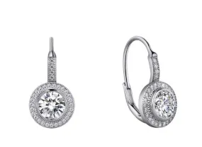 Halo Round Drop Earrings Simulated Diamonds E0003CLP