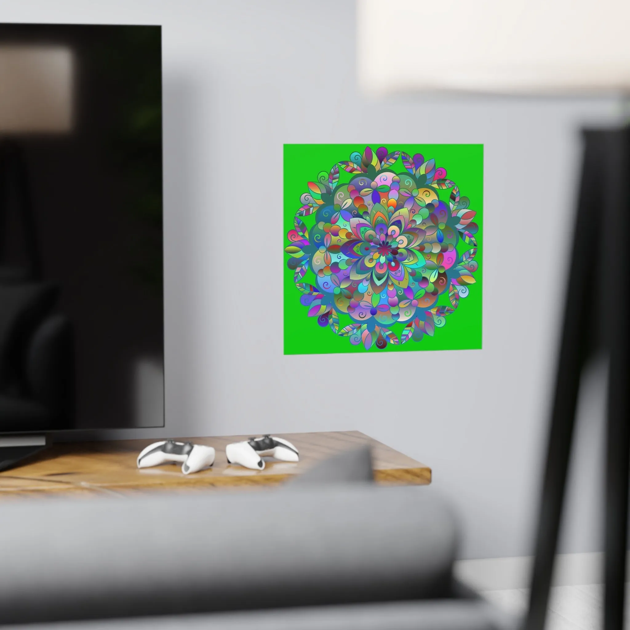 Hand-Drawn Mandala Art Poster - Green