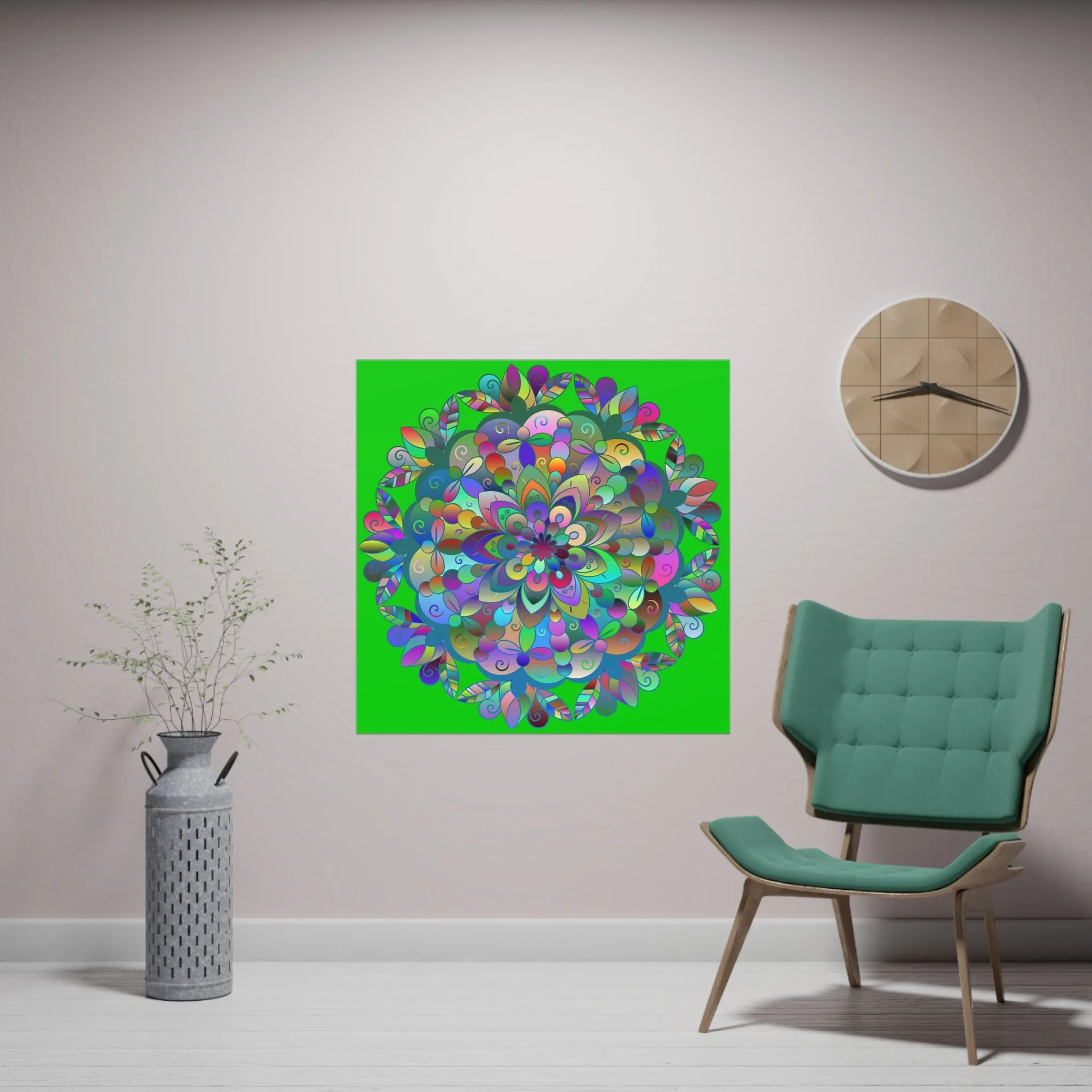 Hand-Drawn Mandala Art Poster - Green