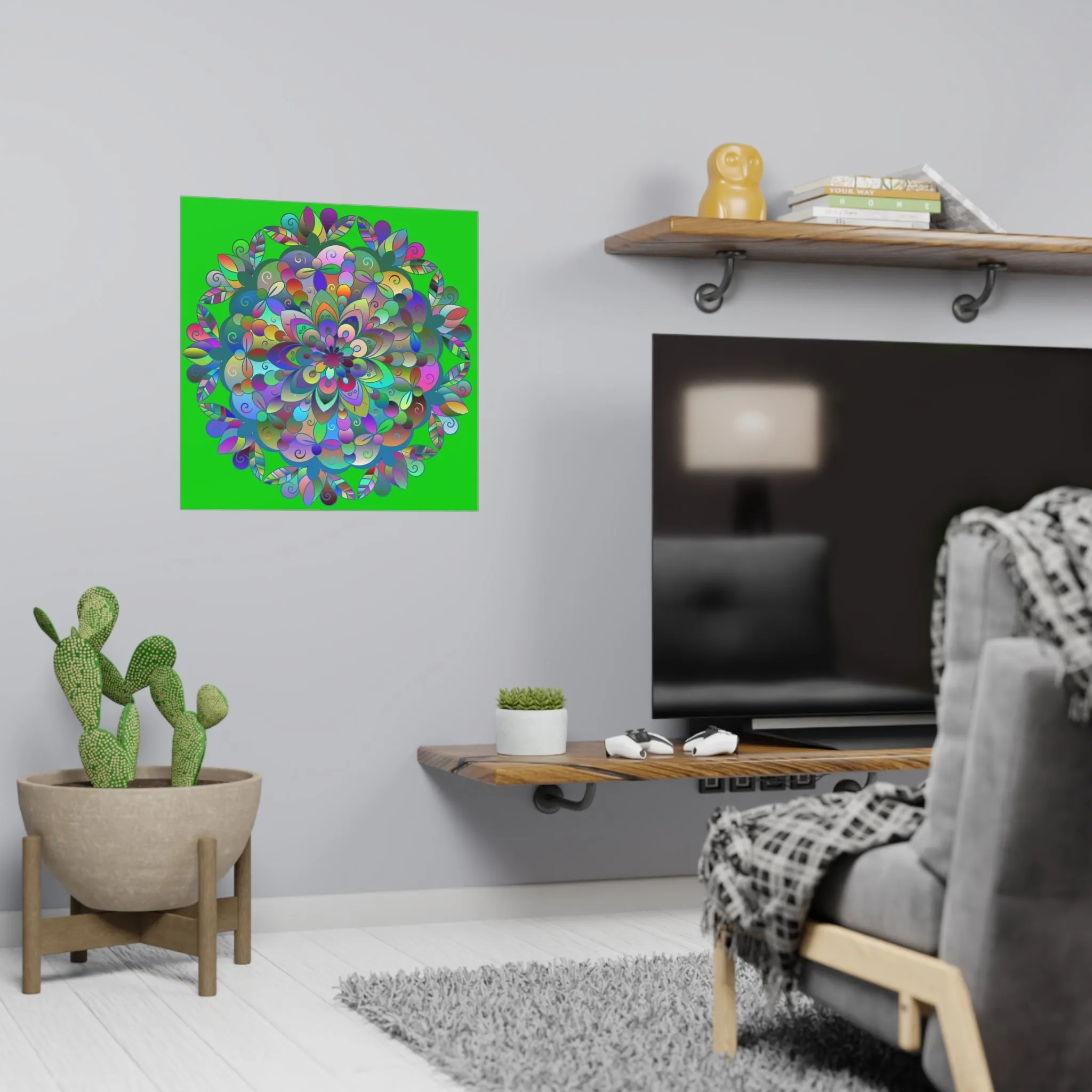 Hand-Drawn Mandala Art Poster - Green