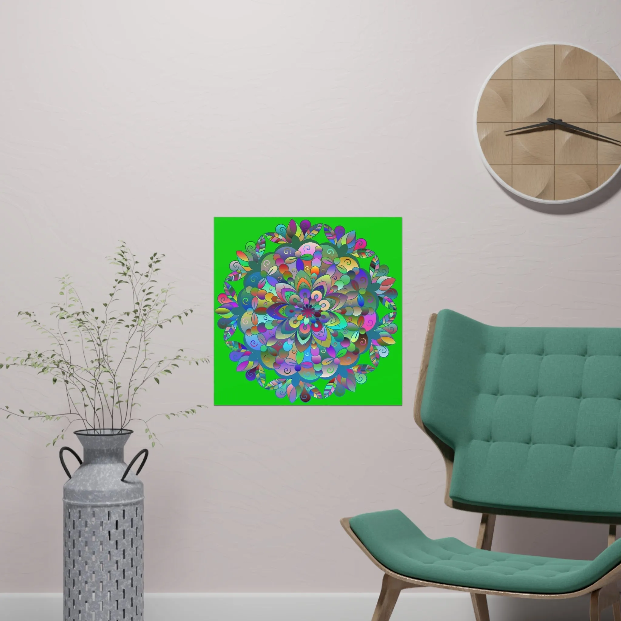 Hand-Drawn Mandala Art Poster - Green