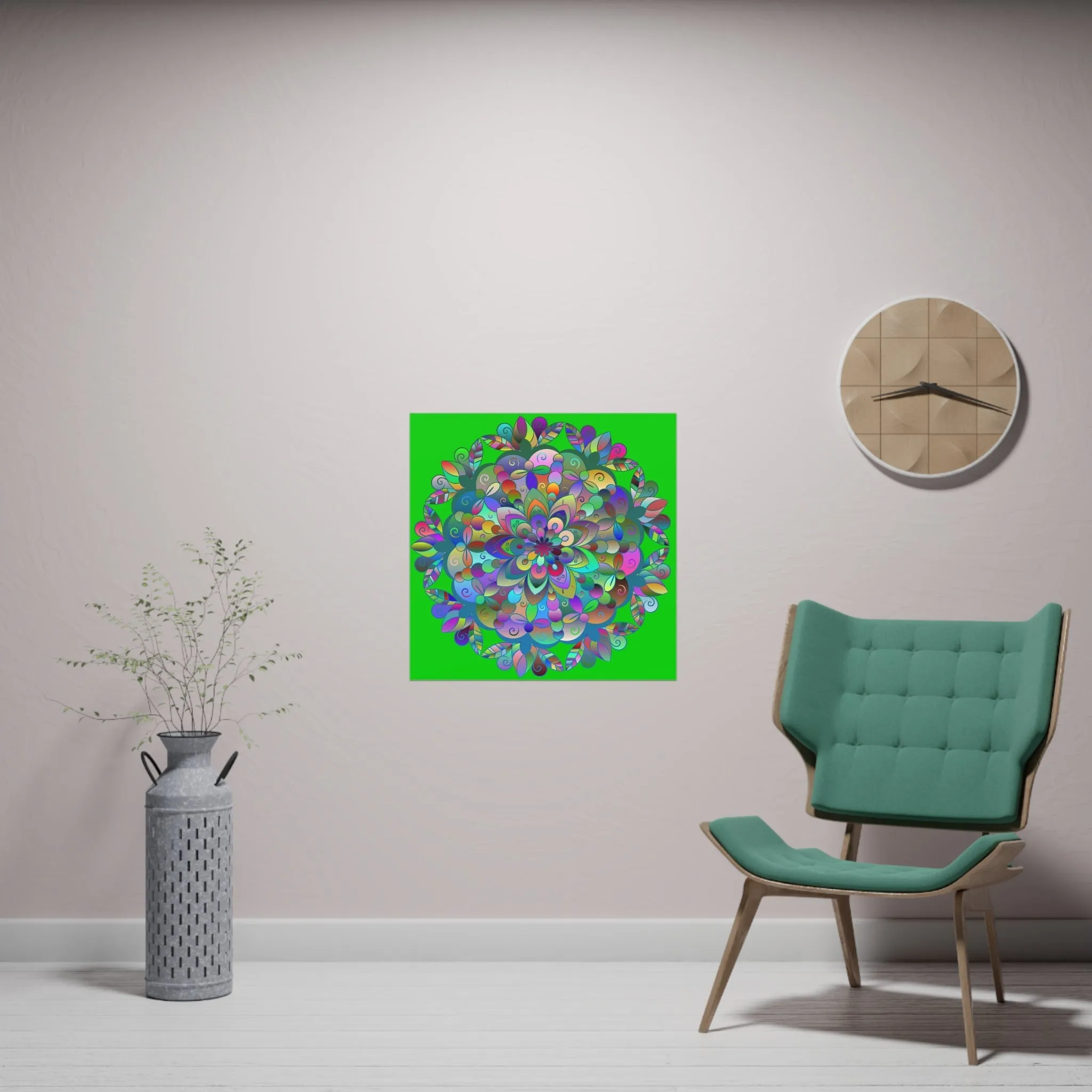 Hand-Drawn Mandala Art Poster - Green