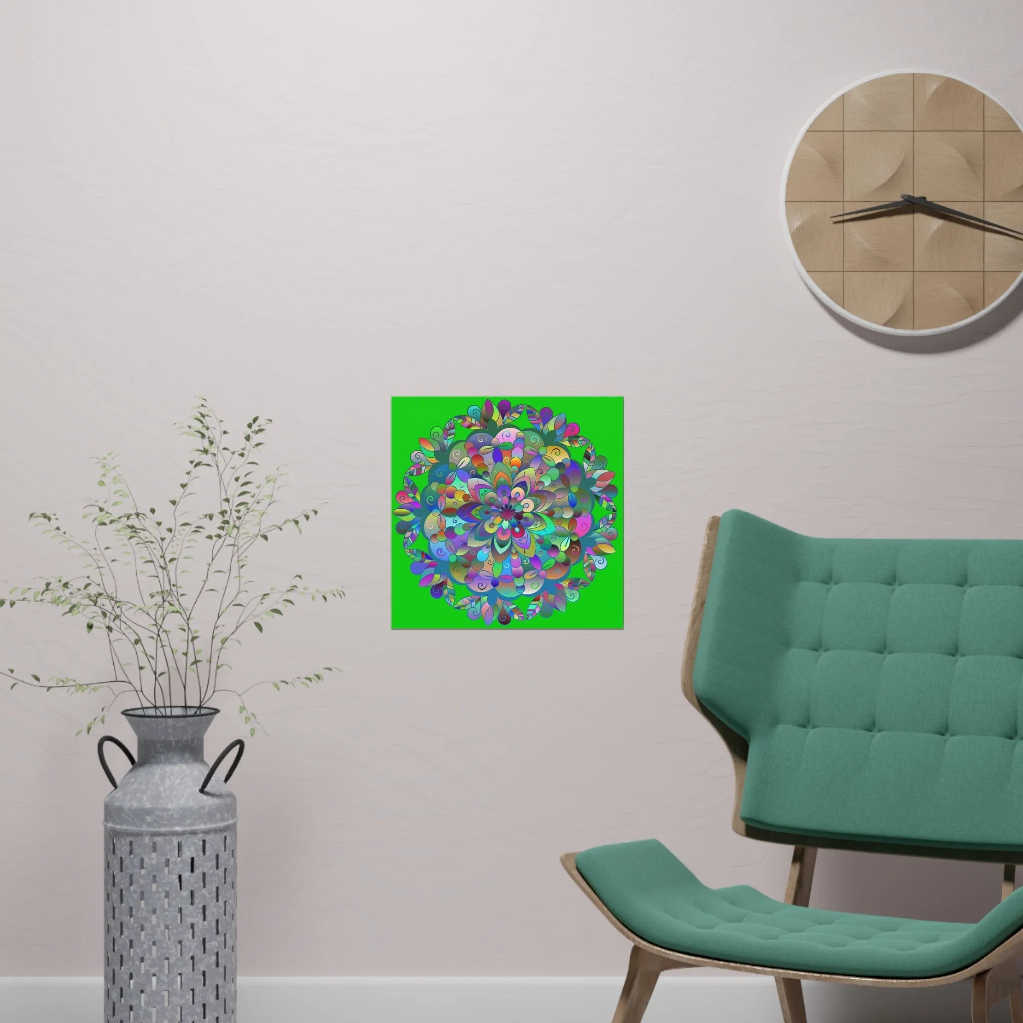 Hand-Drawn Mandala Art Poster - Green