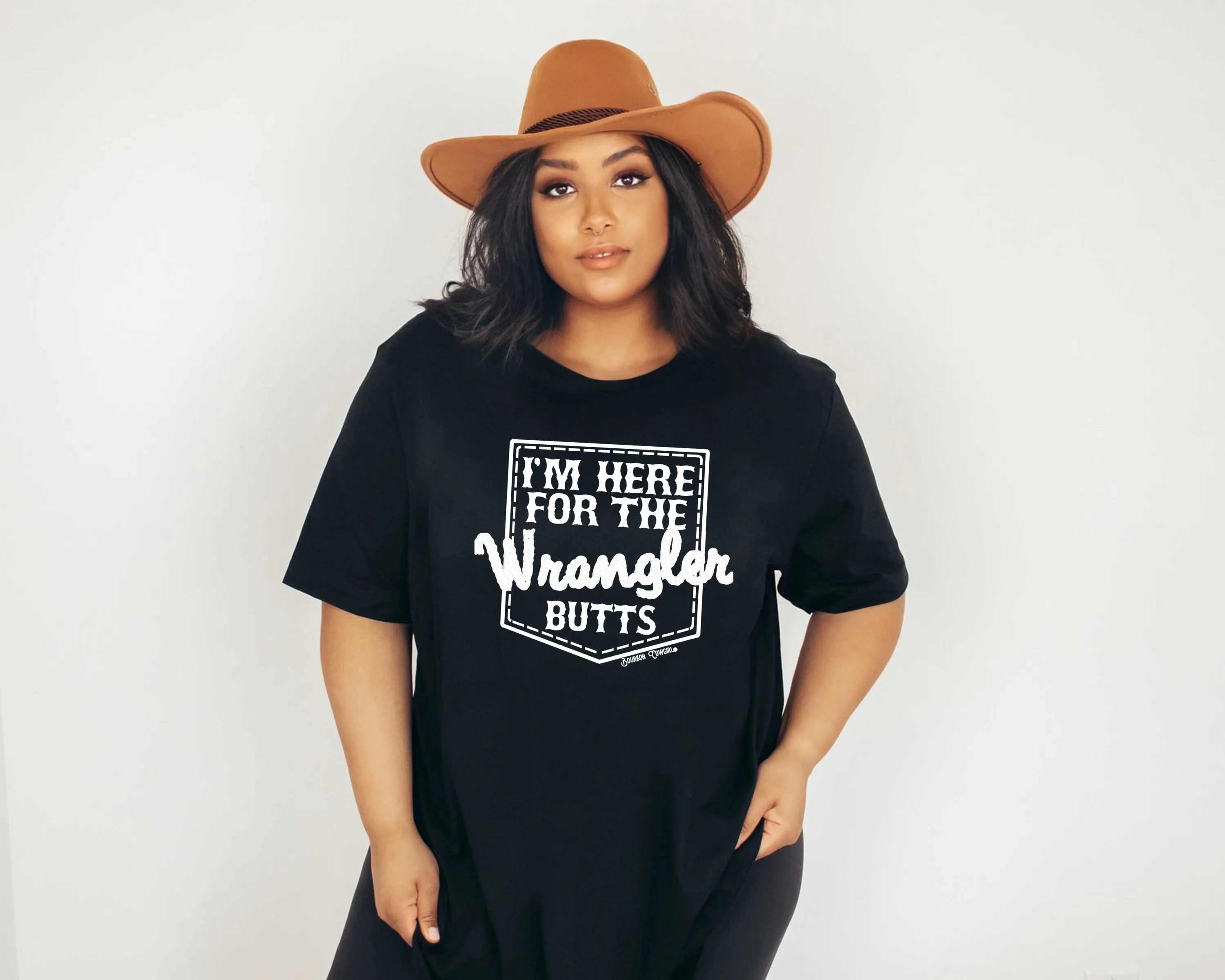 I'm Here for the Wrangler Butts Tee Tshirt - Bourbon Cowgirl