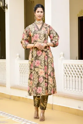 Latest Flower Print Kurti set