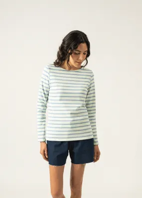 Meridame striped sailor shirt - regular fit, in thick cotton (ALOE/DENIM)