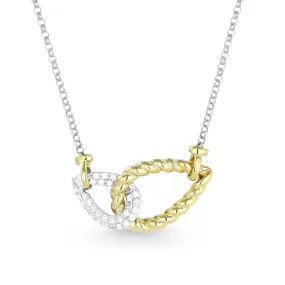 MODERN TWO-TONE GOLD AND DIAMOND NECKLACE, .10 CT TW