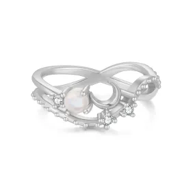 Moonstone Silver Cross Over Ring - Luna