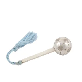 Personalised Sterling Silver Football Baby Rattle - Handmade