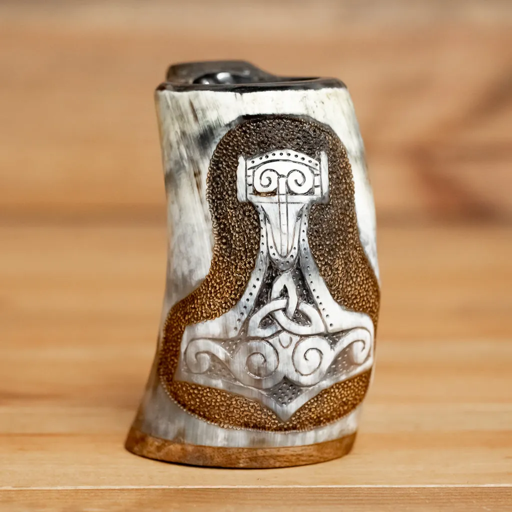 Thor's Hammer Carved Tankard