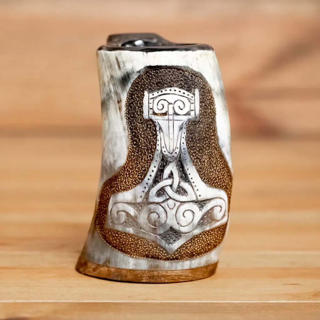 Thor's Hammer Carved Tankard