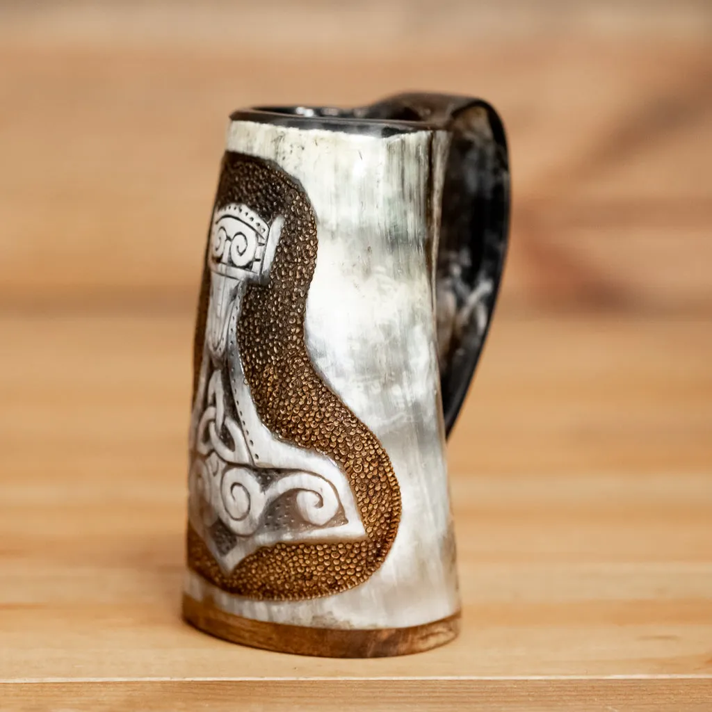 Thor's Hammer Carved Tankard