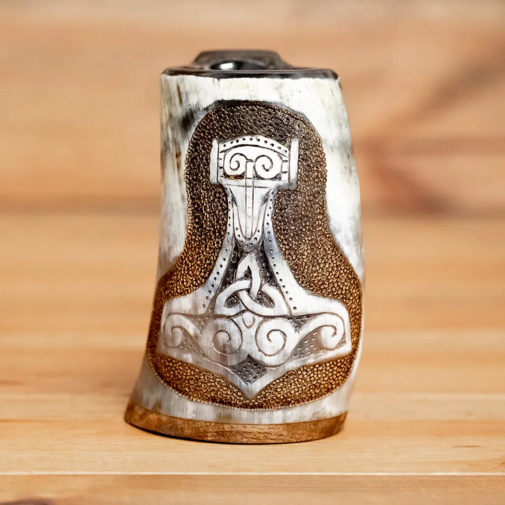 Thor's Hammer Carved Tankard