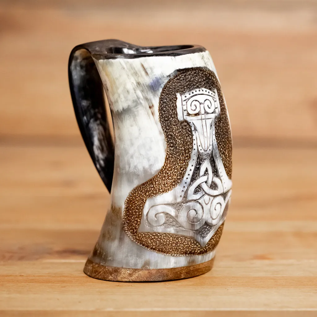 Thor's Hammer Carved Tankard