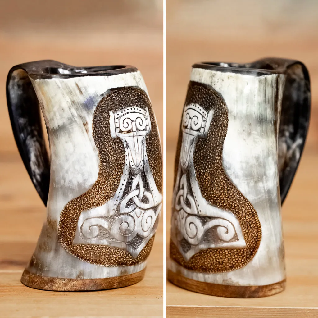 Thor's Hammer Carved Tankard