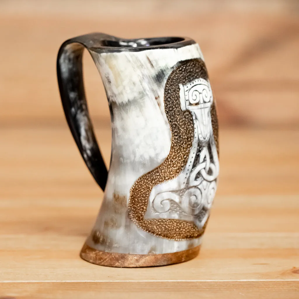 Thor's Hammer Carved Tankard