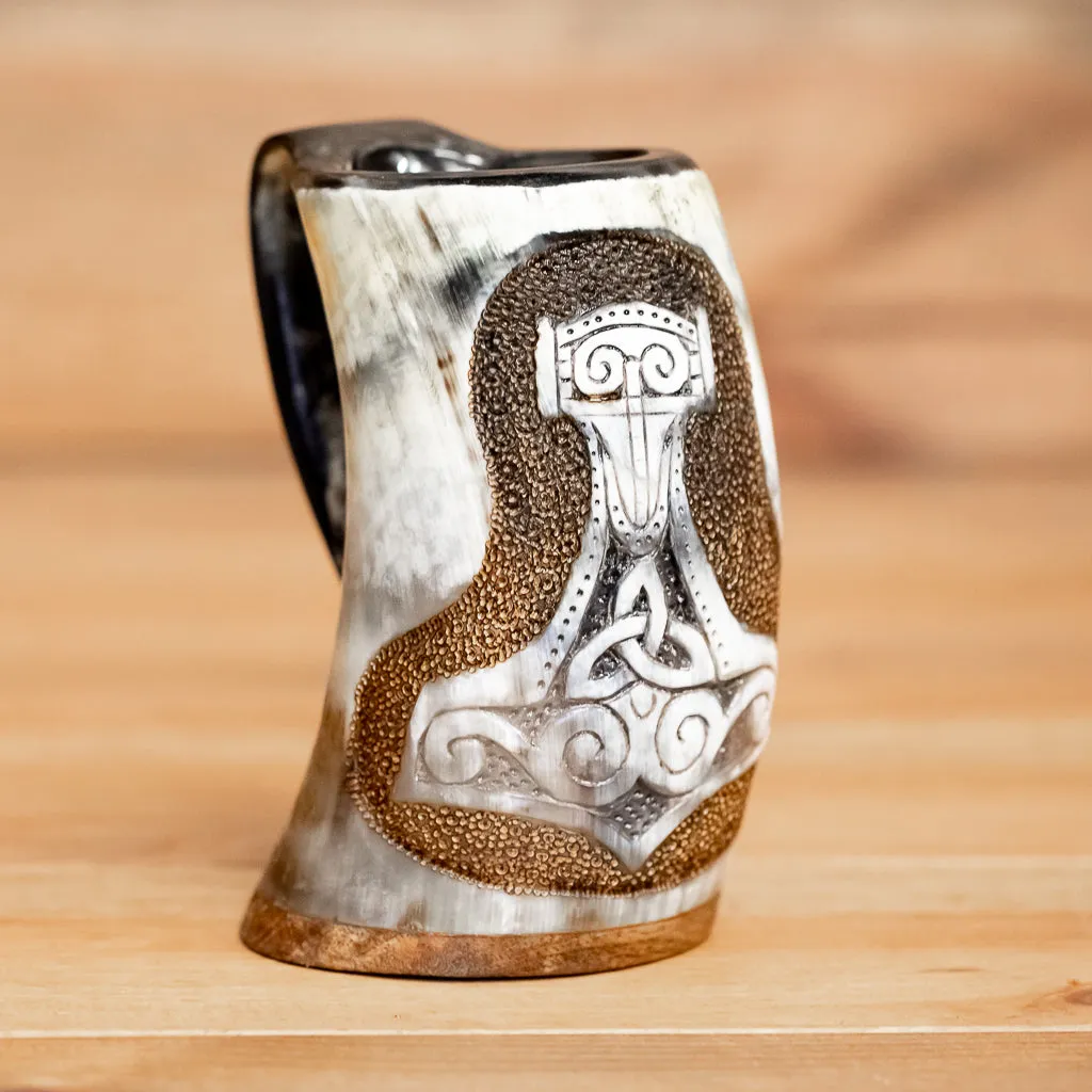 Thor's Hammer Carved Tankard