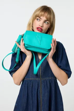 Turquoise Twin Compartment Cross Body Bag