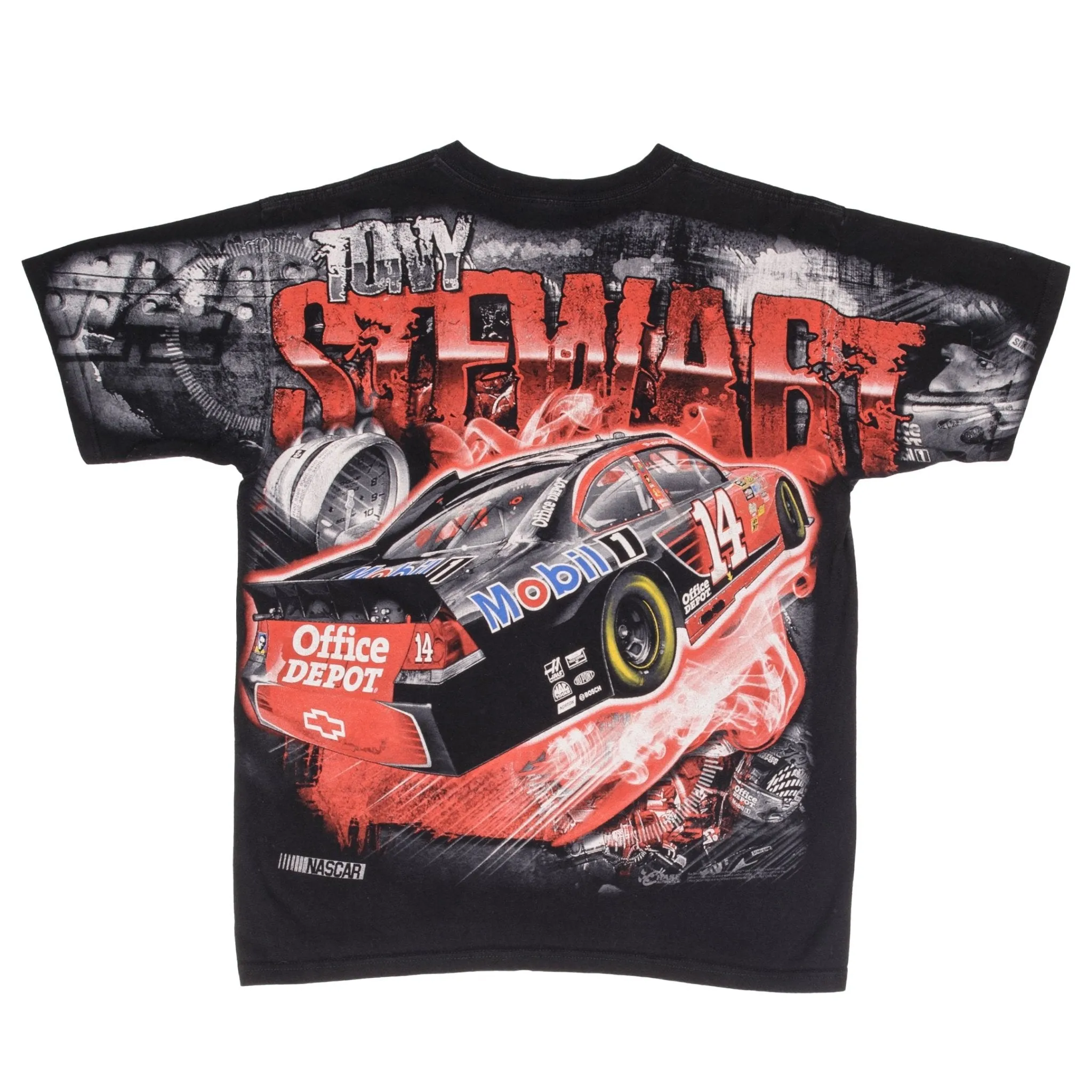 VINTAGE ALL OVER PRINT NASCAR TONY STEWART 2000S TEE SHIRT SIZE LARGE