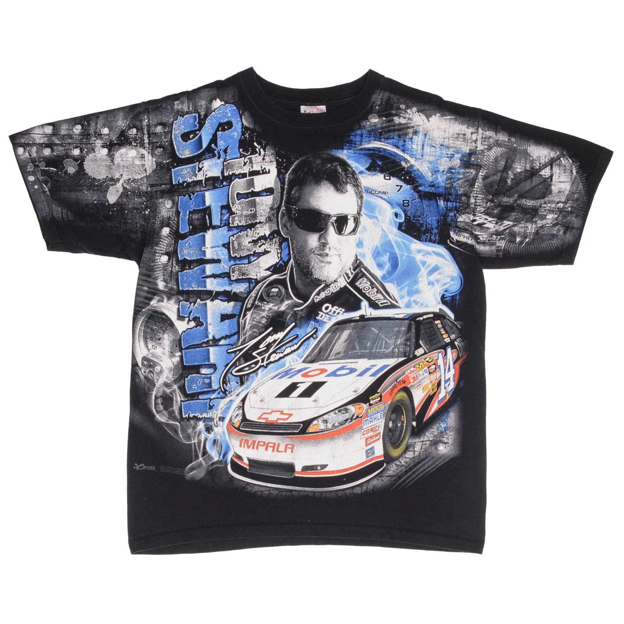 VINTAGE ALL OVER PRINT NASCAR TONY STEWART 2000S TEE SHIRT SIZE LARGE